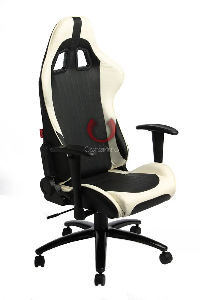 Cpa5001 Black & White Leatherette Cipher Auto Office Racing Seat 1