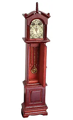 Dollhourse Miniature Grandfather Clock, Mahogany 1