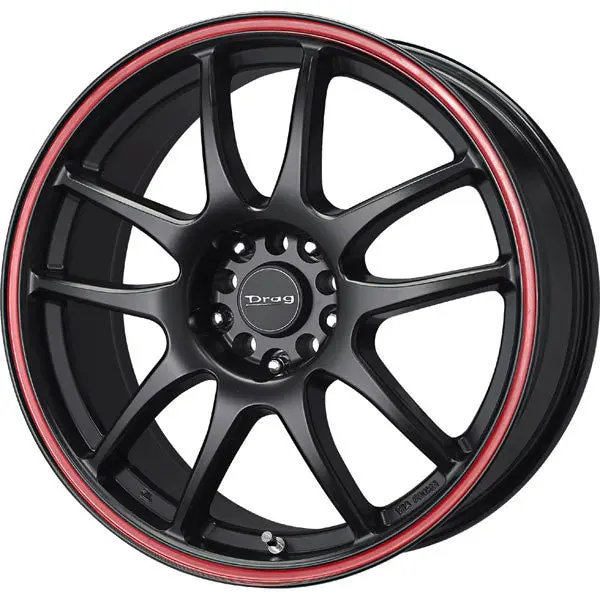 Drag Dr-31 Wheels 15X6.5 4X100 4X114.3 Matte Black /W Red Stripe Rims 1