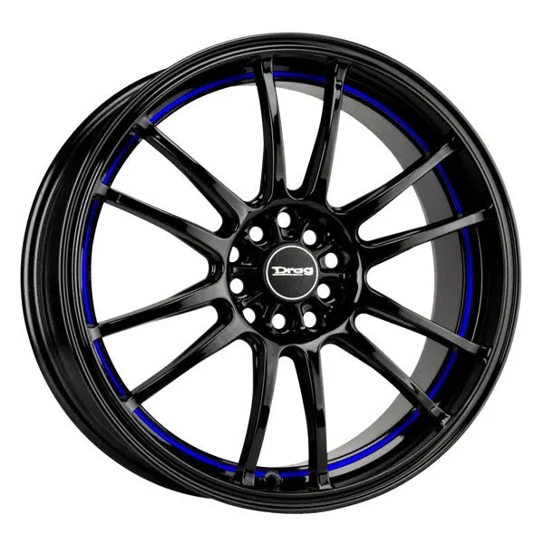 Drag Dr-38 Wheels 18X8 5X100 5X114.3 Gloss Black /W Blue Stripe Rims 1