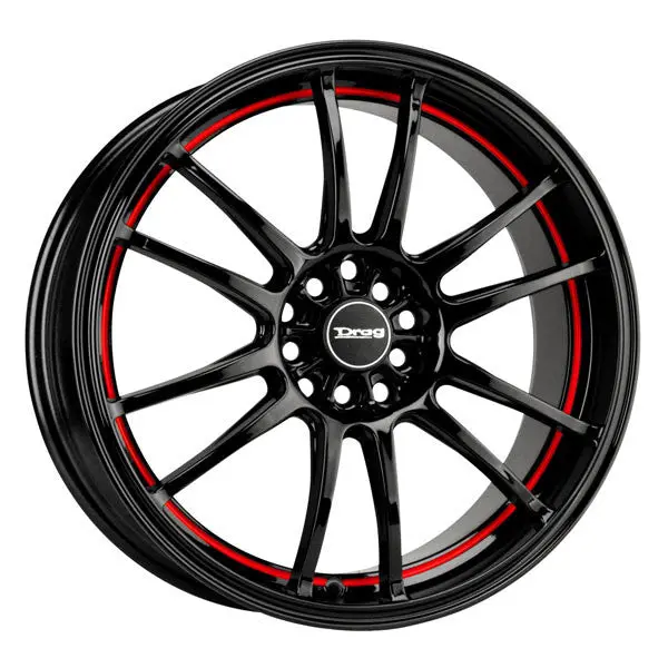 Drag Dr-38 Wheels 18X8 5X100 5X114.3 Gloss Black /W Red Stripe Rims 1