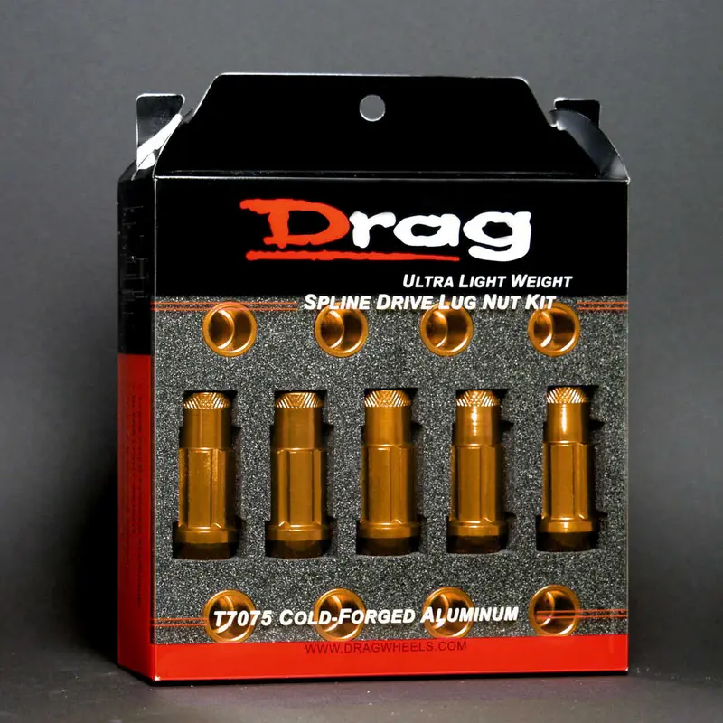 Drag Wheels 12X1.5 Gold Open End Splined Aluminum Extended Lug Nuts 1