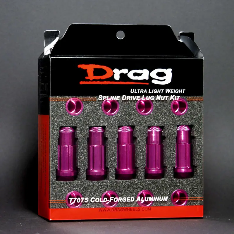 Drag Wheels 12X1.5 Purple Open End Splined Aluminum Extended Lug Nuts 2