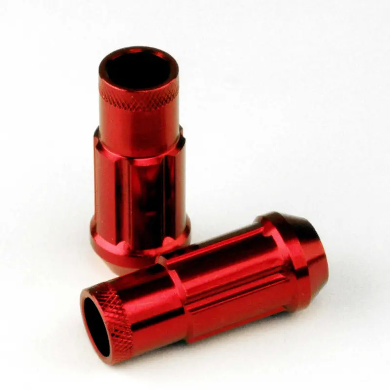 Drag Wheels 12X1.5 Red Open End Splined Aluminum Extended Lug Nuts 1