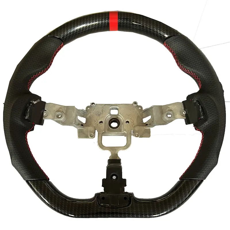 Enhanced Steering Wheel For Mazda Miata 2006-2015 Nc Genuine Leather Hydro-Dipped Carbon Red Stitching  (New) 1