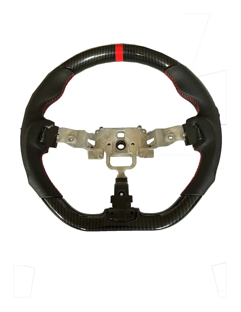 Enhanced Steering Wheel For Mazda Miata 2006-2015 Nc Genuine Leather Hydro-Dipped Carbon Red Stitching (New) 2