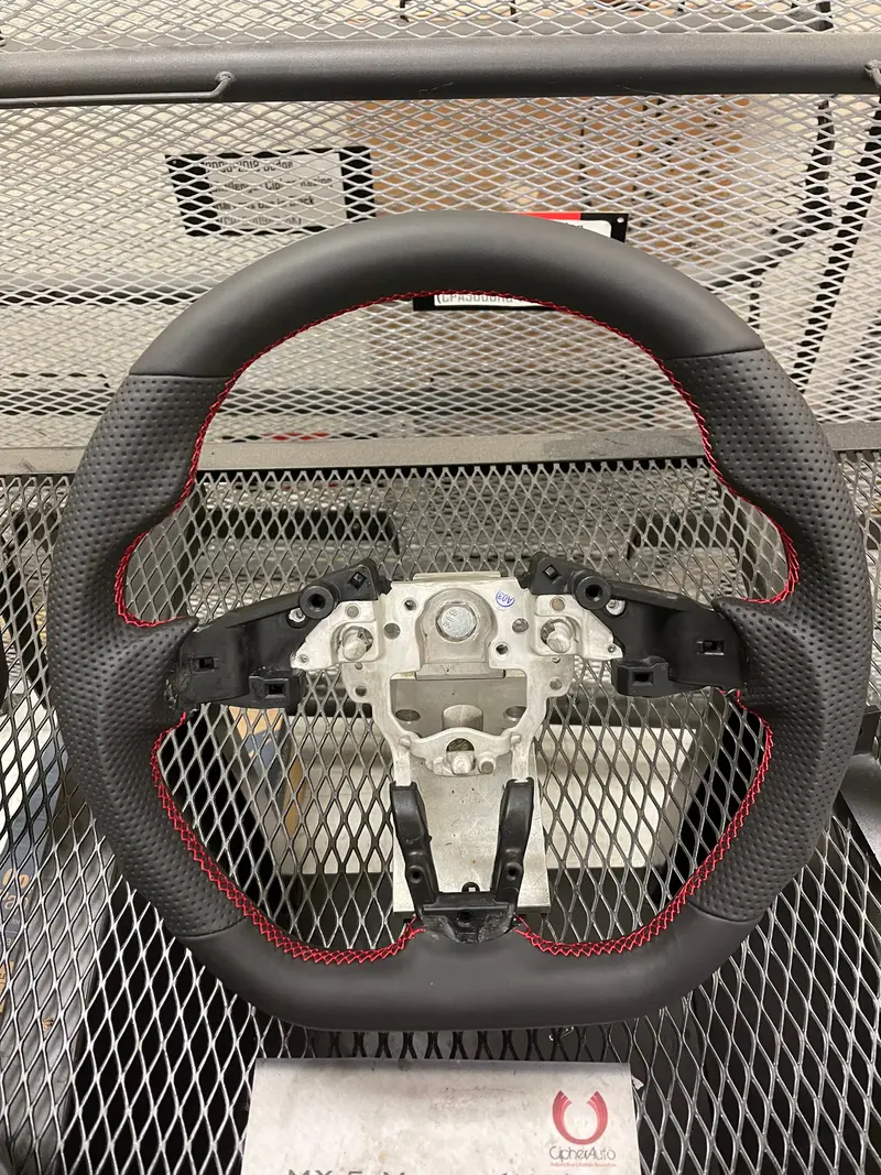 Enhanced Steering Wheel For Mazda Miata 2016-2024 Nd Leather With Red Stitching 1