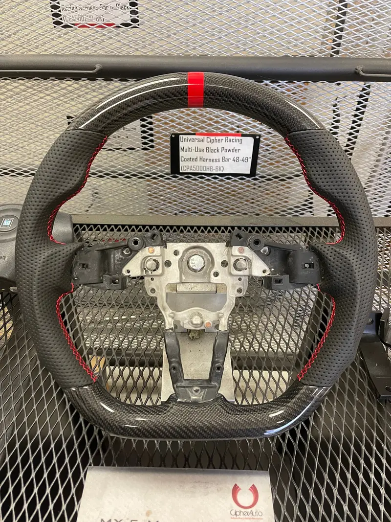 Enhanced Steering Wheel For Mazda Miata 2016-2024 Nd Real Carbon Fiber With Red Stitching 1