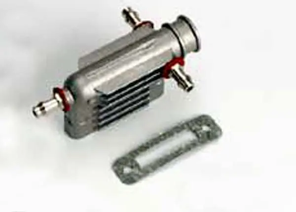 Exhaust Header, Marine/ Header Gasket/Pressure Fitting/ Fitting Gasket/ Header Screws (2) Note: This Header Has 3 Pressure Fittings. If Upgrading An Older Boat With 2 Pressure Fittings, Then Use Part #3580 (For Side Exhaust Engines Only) 1