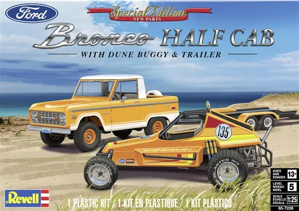 Ford Bronco Half Cab With Dune Buggy And Trailer- 1/25 Scale 1