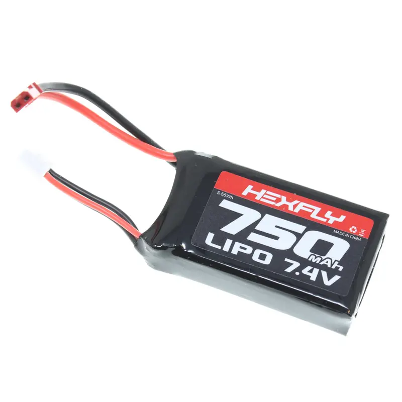 Hexfly 2 Cell 7.4V 750Mah Lipo Battery W/ Jst Connector (1Pc) 1