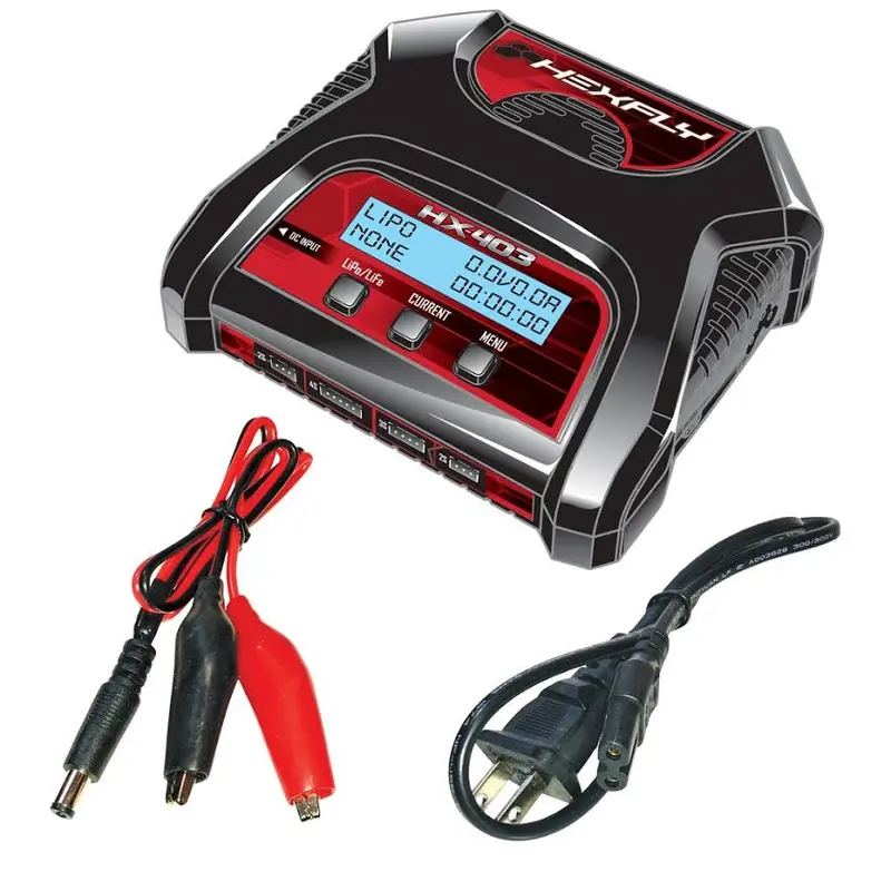 Hexfly Hx-403 Dual Port 2S, 3S, 4S Ac/Dc Lipo Life Battery Charger 1