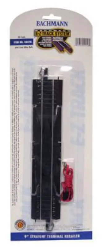 Ho Scale 9" Straight Terminal Rerailer With Wire With Steel Alloy Rails And Black Roadbed 1