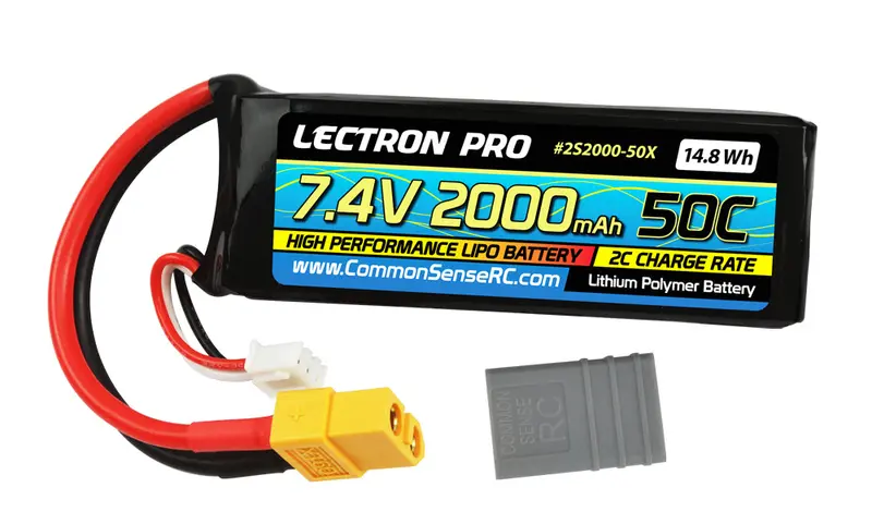 Lectron Pro 7.4V 2000Mah 50C Lipo Battery With Xt60 Connector + Csrc Adapter For Xt60 Batteries To Popular Rc Vehicles 1