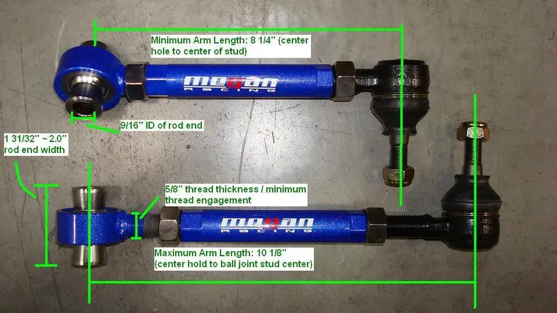Megan Racing Toyota Supra 93-98 Adj. Rear Toe Control Pillow Bar Arms 2