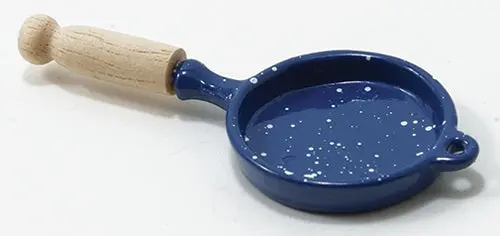 Miniature Frying Pan, Blue Splatterware 1