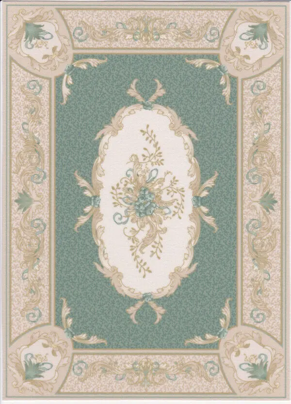 Miniature Green Oriental Style Large Rug 1