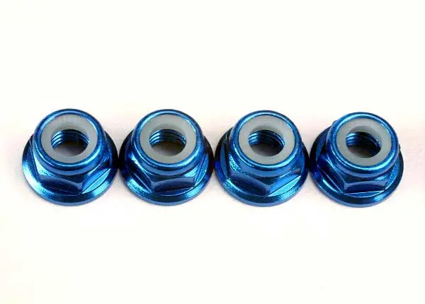 Nuts, 5Mm Flanged Nylon Locking (Aluminum, Blue-Anodized) (4) 1