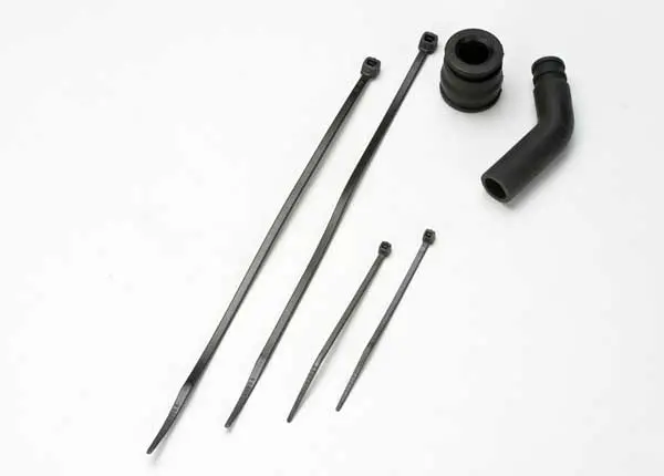 Pipe Coupler, Molded (Black)/ Exhaust Deflecter (Rubber, Black)/ Cable Ties, Long (2)/ Cable Ties, Short (2) 1