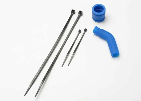 Pipe Coupler, Molded (Blue)/ Exhaust Deflecter (Rubber, Blue)/ Cable Ties, Long (2)/ Cable Ties, Short (2) 1