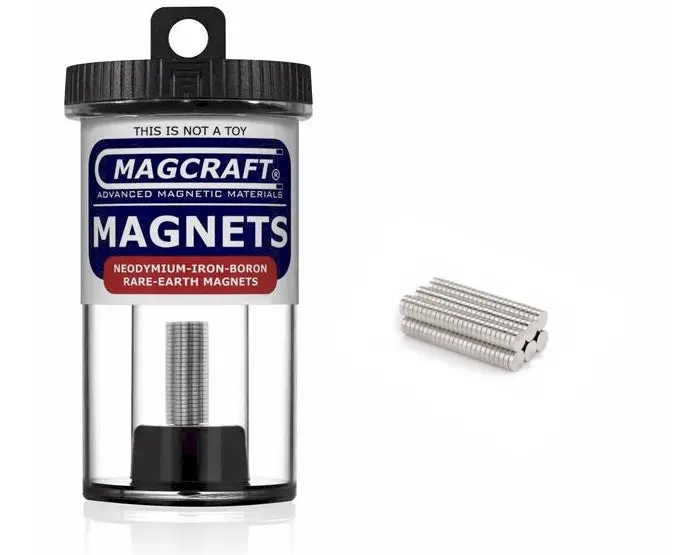 Rare-Earth Disc Magnets, 0.125 In. Diameter X 0.03125 In. Thick 1