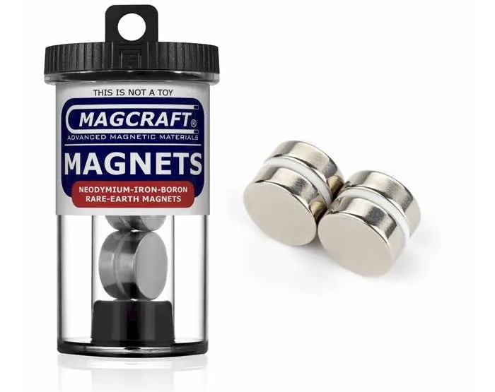 Rare-Earth Disc Magnets, 0.75 In. Diameter X 0.25 In. Thick 1