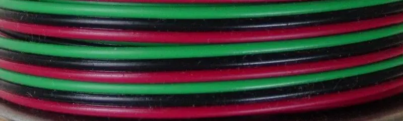 Red-Green-Black 3-Conductor 22 Gauge Stranded Copper Wire 16'/Roll 1