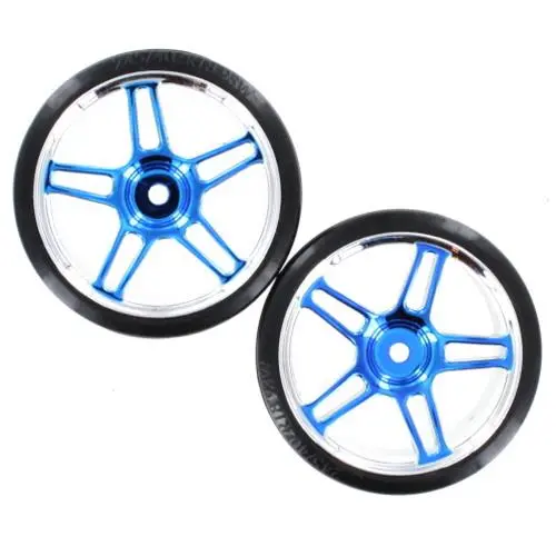 Redcat Chrome & Blue 5 Split Spoke Wheels W/ Drift Tires (2Pcs)(Plastic) 1
