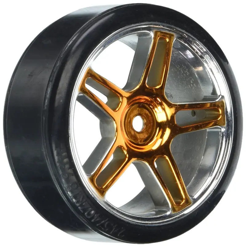 Redcat Racing 07003Y Chrome Anodized Gold 5 Spoke Split Spoke Wheels And Drift Tires 1