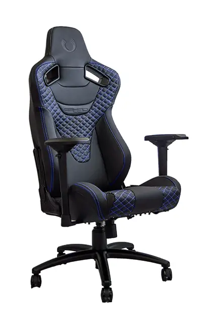 Rs Racing Style Seat Black Leatherette Carbon Fiber With Blue Diamond Stitching Premium Office/Gaming Chair 1