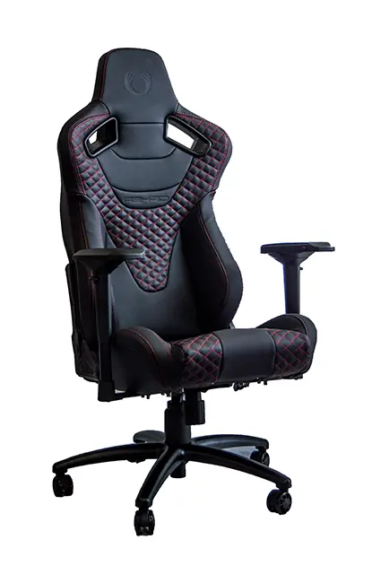 Rs Racing Style Seat Black Leatherette Carbon Fiber With Red Diamond Stitching Premium Office/Gaming Chair 1