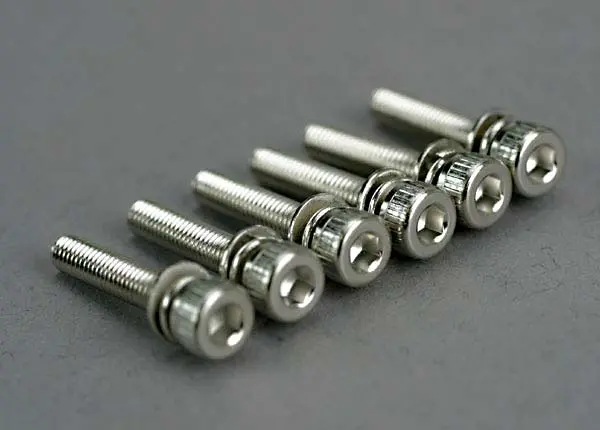 Screws, 3X15mm Cap-Head Machine (Hex Drive) (With Split And Flat Washers) (6) 1