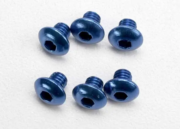 Screws, 4X4mm Button-Head Machine, Aluminum (Blue) (Hex Drive) (6) 1