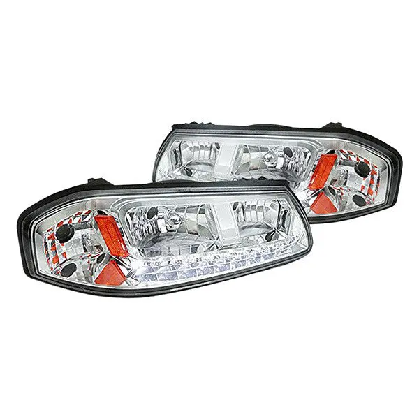 Spec-D 00-05 Chevy Impala Crystal Headlights Led Strip Chrome/Clear 1