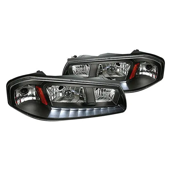 Spec-D 00-05 Chevy Impala Crystal Headlights Led Strip V2 Black/Clear 1