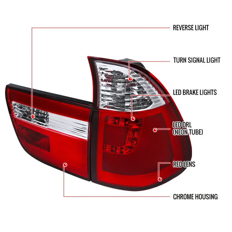 Spec-D 00-06 Bmw X5 Led Tail Lights Red 2