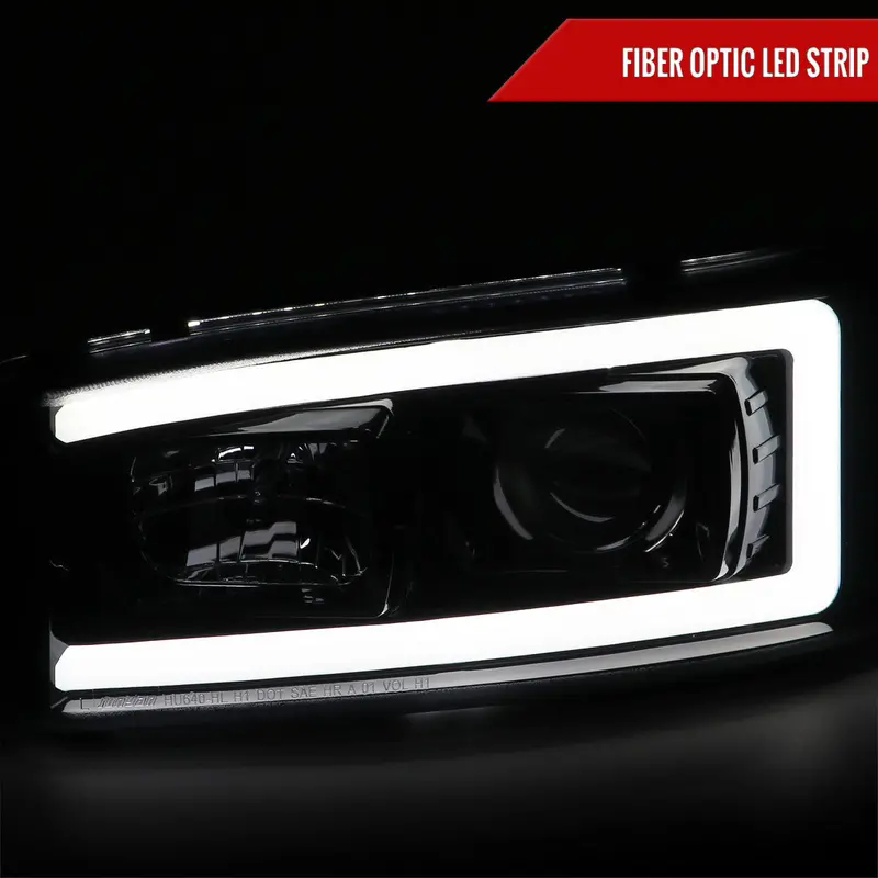 Spec-D 00-06 Gmc Sierra/Denali/Yukon Led Strip Headlights Black/Smoked 2