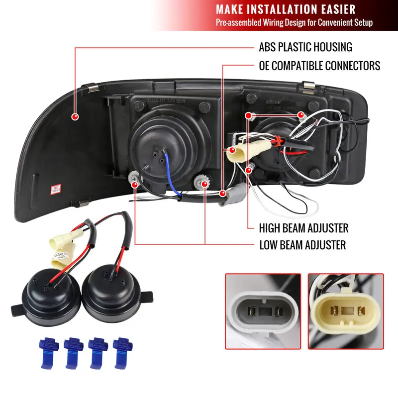 Spec-D 00-06 Gmc Yukon Denali Headlights Halo Projector Black 2