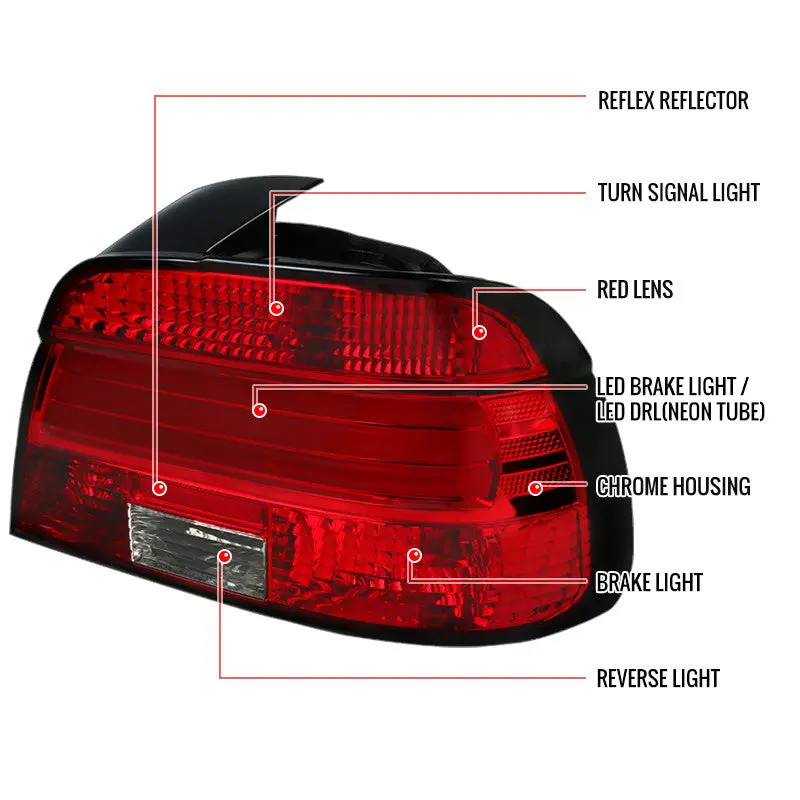 Spec-D 01-03 Bmw 525I 530 I540i M5 E39 Led Tail Lights Red 2
