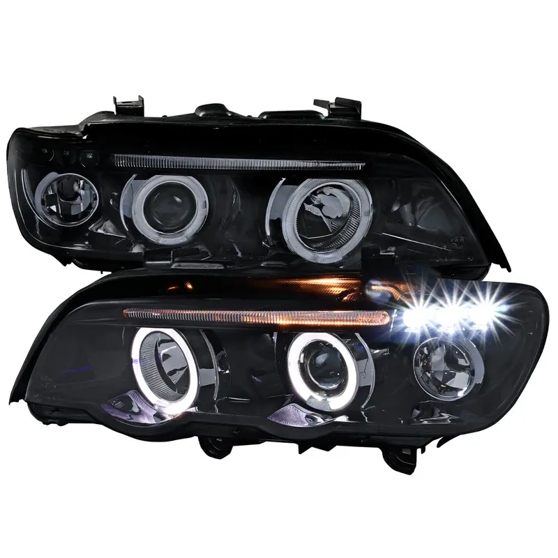 Spec-D 01-03 Bmw E53 X5 Dual Halo Projector Headlights Gl Black/Smoked 1