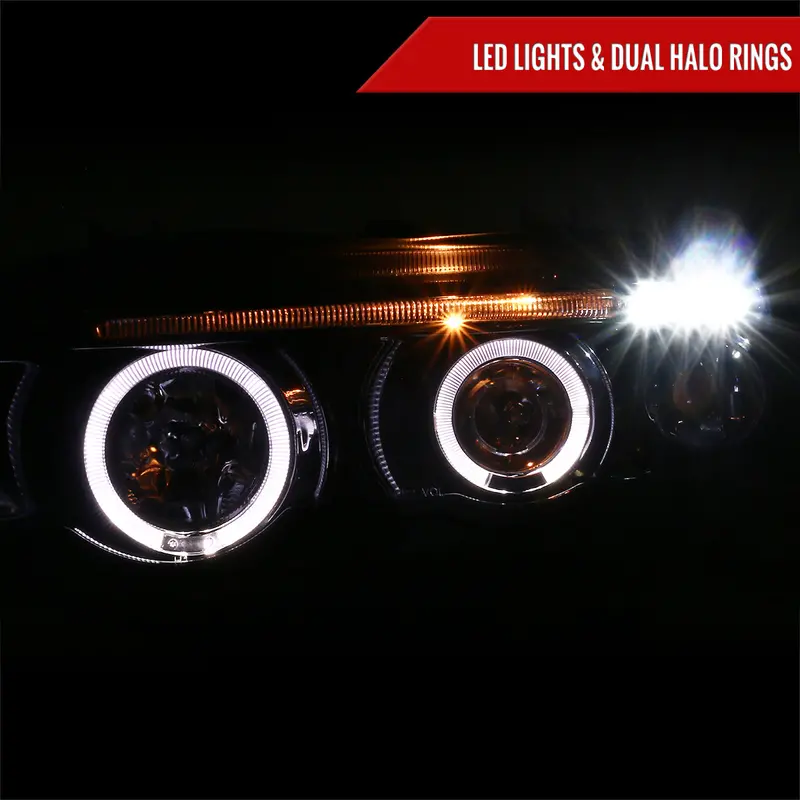 Spec-D 01-03 Bmw E53 X5 Dual Halo Projector Headlights Gl Black/Smoked 2