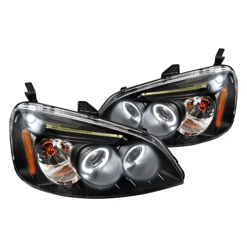 Spec-D 01-03 Honda Civic 2/4Dr Halo Projector Headlights Black 1