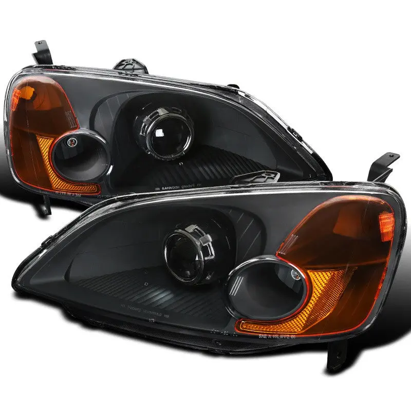 Spec-D 01-03 Honda Civic Projector Headlights Black 1