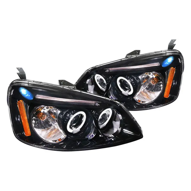 Spec-D 01-03 Honda Civic Projector Headlights Black/Smoked Lens 1