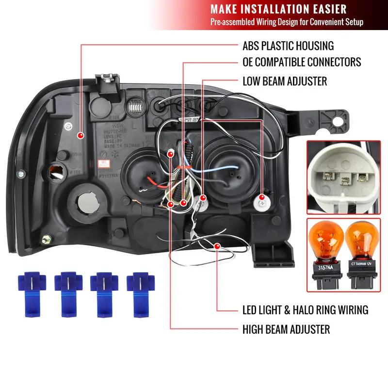 Spec-D 01-04 Nissan Frontier Projector Headlights Black/Smoked 2