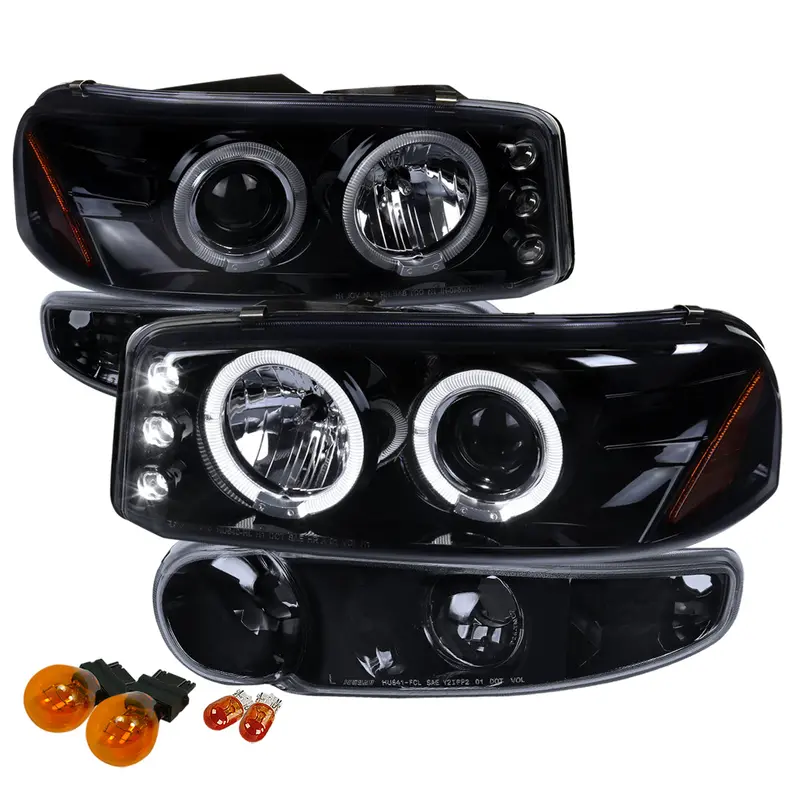 Spec-D 01-06 Gmc Yukon Denali 02-06 Sierra Halo Bumper Lights Black 1