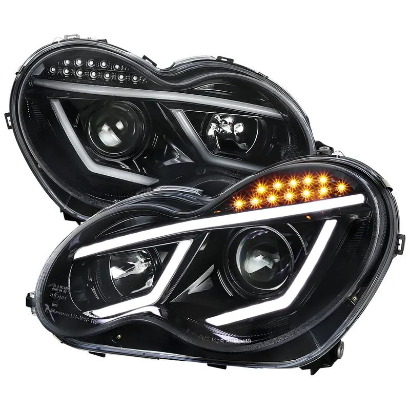 Spec-D 01-07 Benz W203 C-Class 4Dr Projector Headlights Led Bar 1