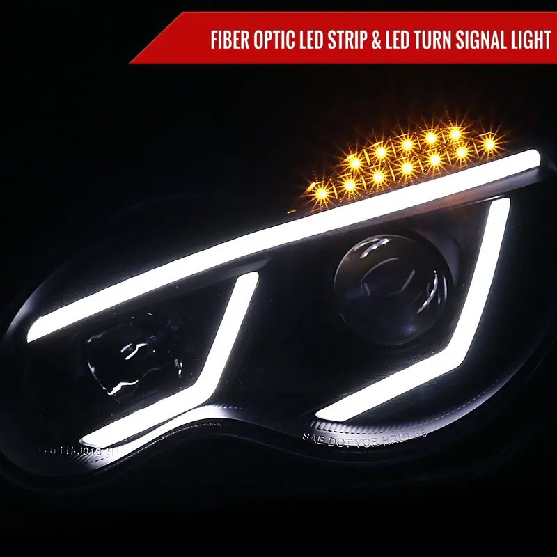 Spec-D 01-07 Benz W203 C-Class 4Dr Projector Headlights Led Light Bar 2