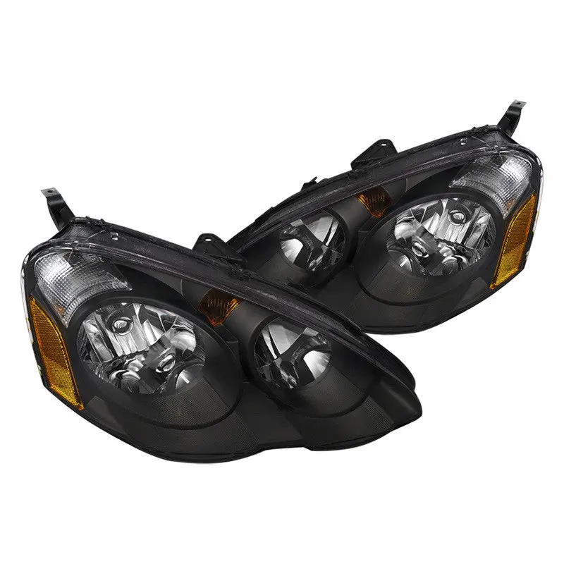 Spec-D 02-04 Acura Rsx Headlights Black Amber Reflectors 1