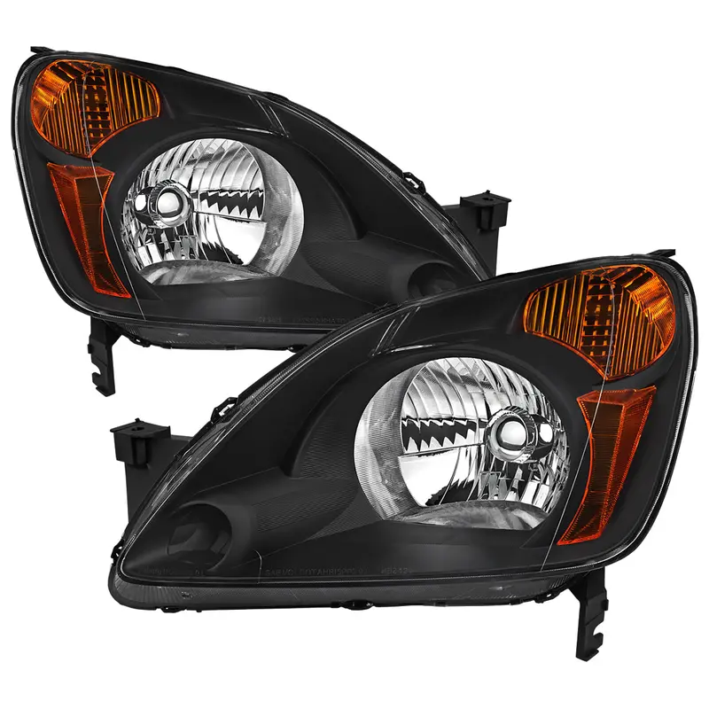 Spec-D 02-04 Honda Cr-V Headlights Oem Style Black Amber 1